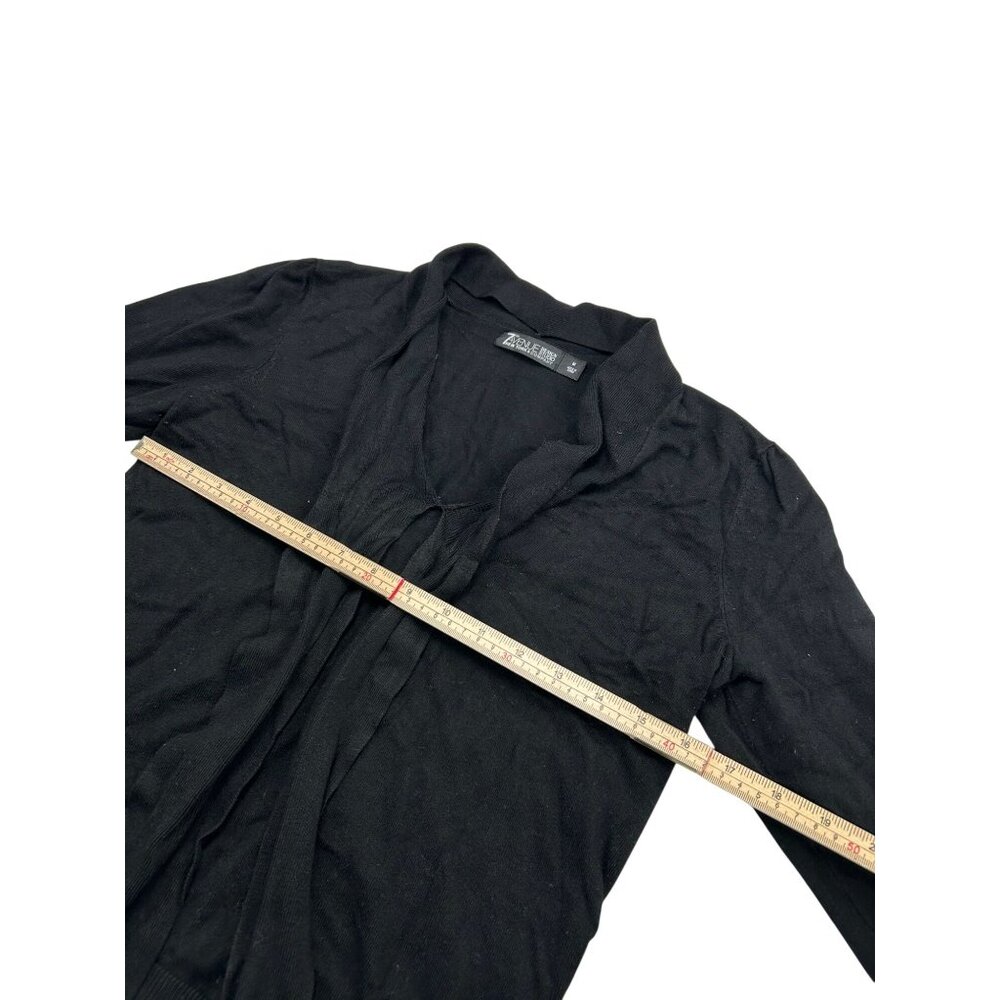 7th Avenue Design Studio Black Lightweight Long-Sleeve Open Cardigan Sweater Wit - Picture 7 of 10